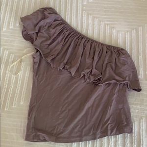 purple one shoulder shirt!